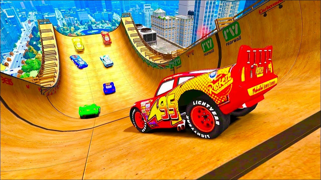 GTA 4 Lightning McQueen Mega Ramp Jump Testing  | GTA IV Cars Mod