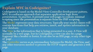 CodeIgniter Interview Questions and Answers for freshers and experienced– Part 1 Wealth