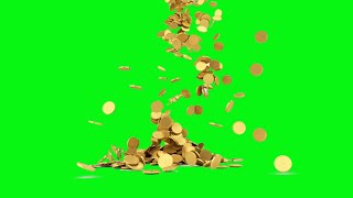 Gold Coins falling animation green screen Effects with sounds HD video