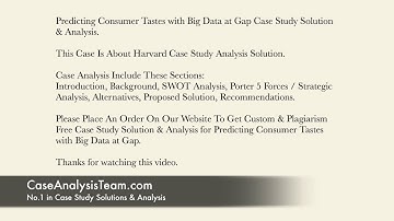 Predicting Consumer Tastes with Big Data at Gap Case Study Solution & Analysis