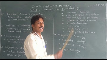 Lecture on Unit 1 -01 Introduction to Metrology (EME-22342) by Prof. Patil D S
