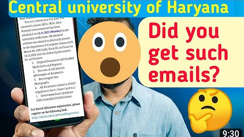 Email about Document verification| Central university of Haryana| #cuh