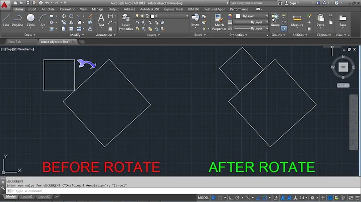 AutoCAD Rotate Object to Match Line | AutoCAD Rotate Object to Align