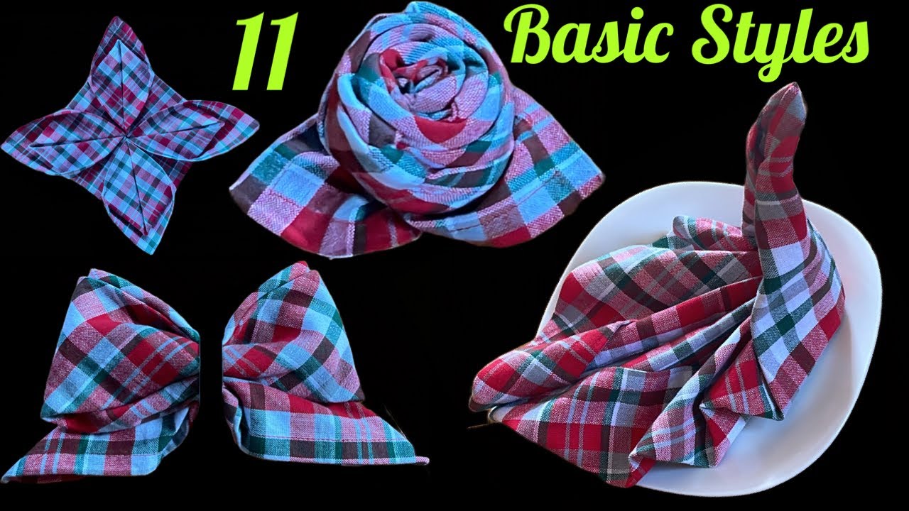 11 Basic Table Fabric Napkin Folding/Napkin Origami/How Easy To Fold Fabric Napkin For Any Occasions