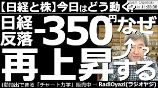 【日経と株－今日はどう動く？】日経反落－350円！なぜ(反落の理由)？再上昇するのか？　前日の米市場が小幅に反落となり、日経平均は、やや大きく下落している。その理由と今後の見通しをチャート分析で解説。