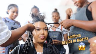 I Had 6 People Braid My Hair In Nigeria (Knotless Braids)