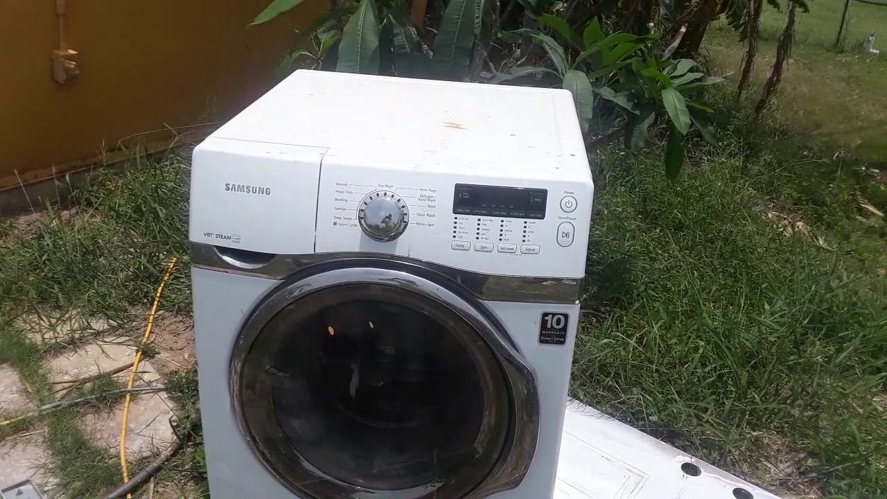 How to drain Samsung vre front load washer YouTube