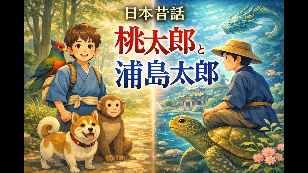 日本昔話2本立て｜桃太郎と浦島太郎 静かな睡眠朗読｜作業用BGM