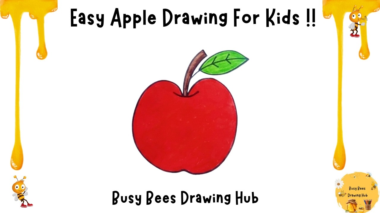 How to Draw an Apple Step by Step for Kids🍎 | Easy Apple Drawing for ...