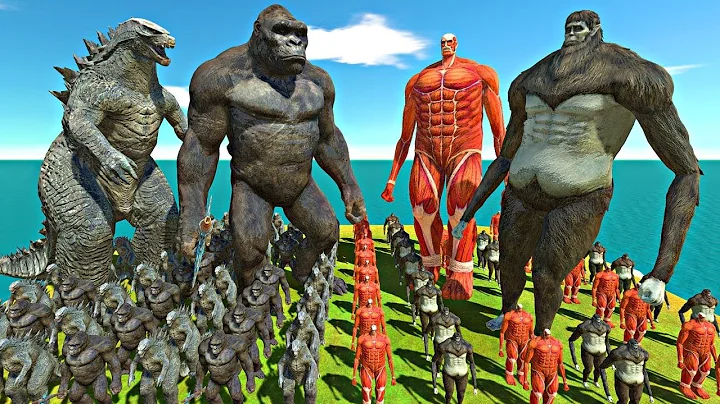 Godzilla + King Kong vs Colossal Titan + Beast Titan - Animal Revolt Battle Simulator