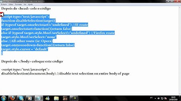 Como Bloquear Seleção de Texto no Blog