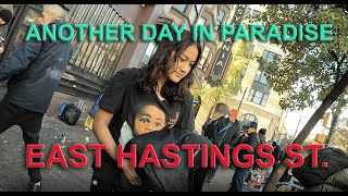 Dangerous East Hastings St. Tent City. Vancouver. Homeless Mess and Drug Addiction.