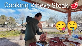 Cooking a Ribeye Steak While Living in My Car 🚗 🥩 