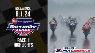 MotoAmerica Superbikes at Road America  Steel Commander Superbike Race 1 Highlights