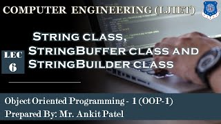 Lec-06_String class, StringBuffer class and StringBuilder class | OOP 1 | Computer Engineering