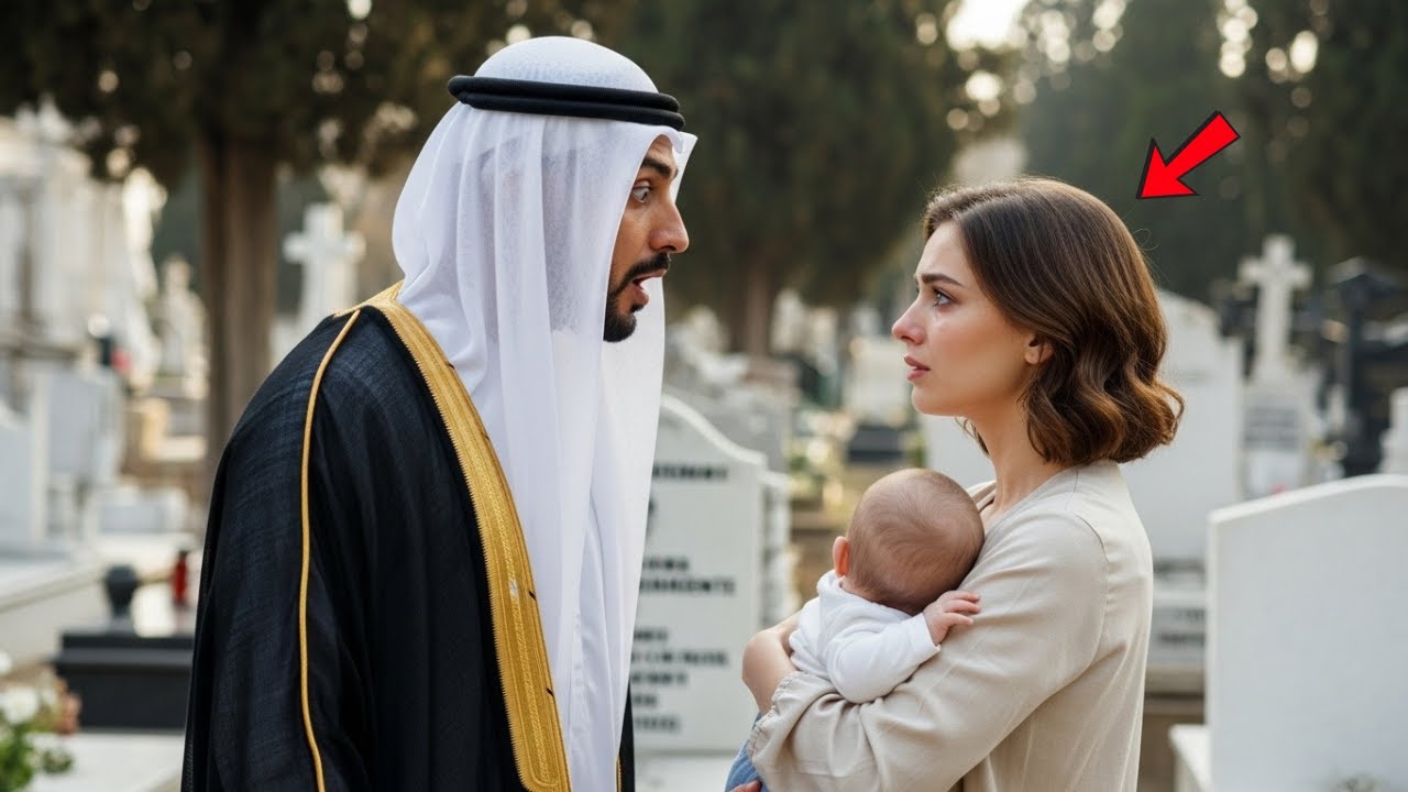 Un Miliardar Arab vizitează mormântul mamei sale și întâlnește o femeie care plânge cu un bebeluș...