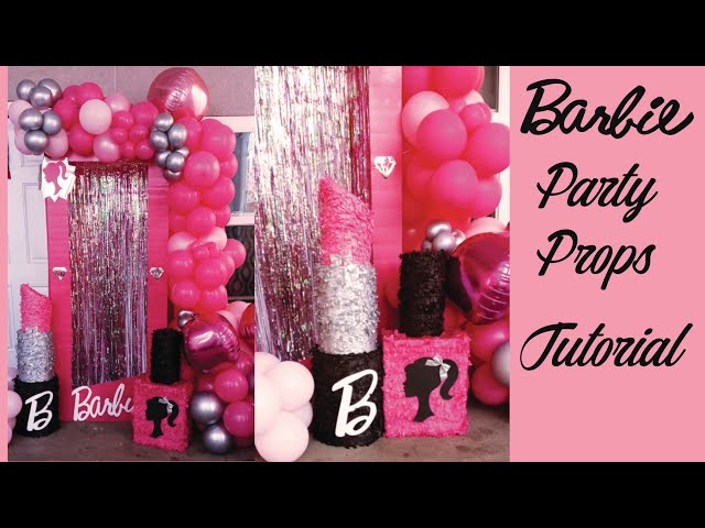 Fiesta temática BARBIE decoracion con globos y shimmer wall + caja de fotos  💅#barbie #diy #tutorial 