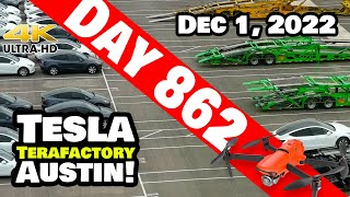 MODEL Ys PUMPING OUT OF GIGA TEXAS! - Tesla Gigafactory Austin 4K  Day 862 - 12/1/22 - Tesla Texas