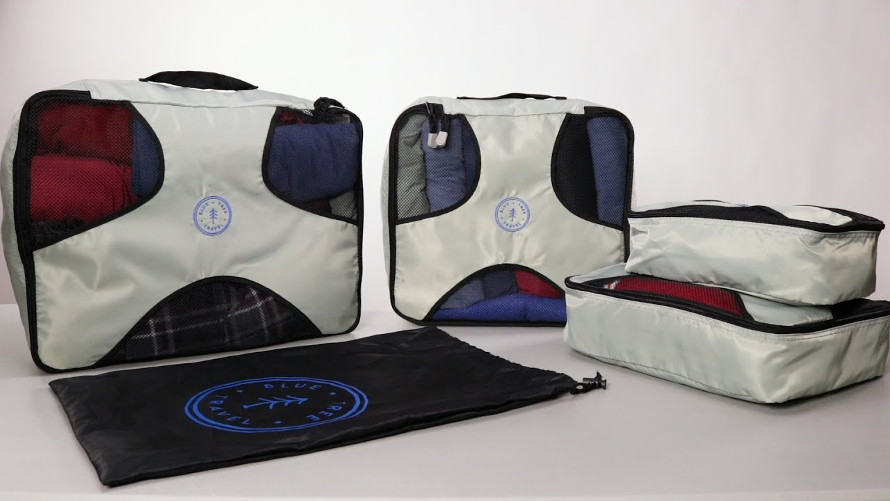 4pc Storage Packing Cubes & Laundry Bag By Blue Tree Travel YouTube