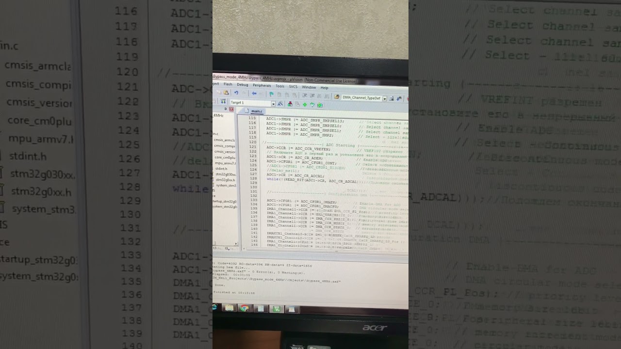Keil STM32G030 - ADC voltage measurement 3 channels + DMA+ DMAMUX Display indication SPI for 74HC595