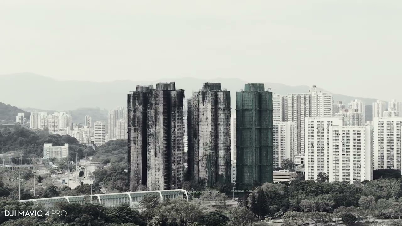 航拍 災難後的宏福苑(最冷一天)