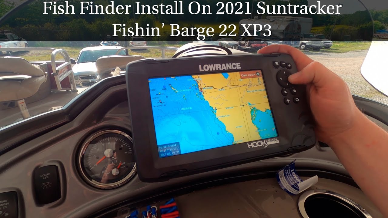 Installation of Fish Finder on 2021 Sun Tracker Fishin' Barge 22