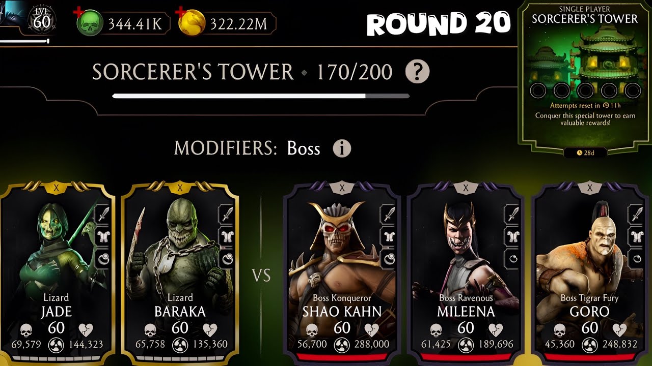 Sorcerer’s Tower Boss Match 170 & 130,150 Fight + Reward MK Mobile 2025