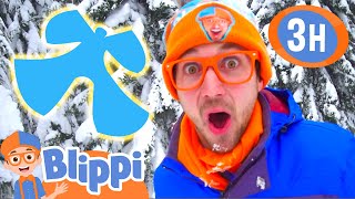 Blippi Learns How To Make A Snow Angel! | 3 Hours Of Blippi Christmas Videos!