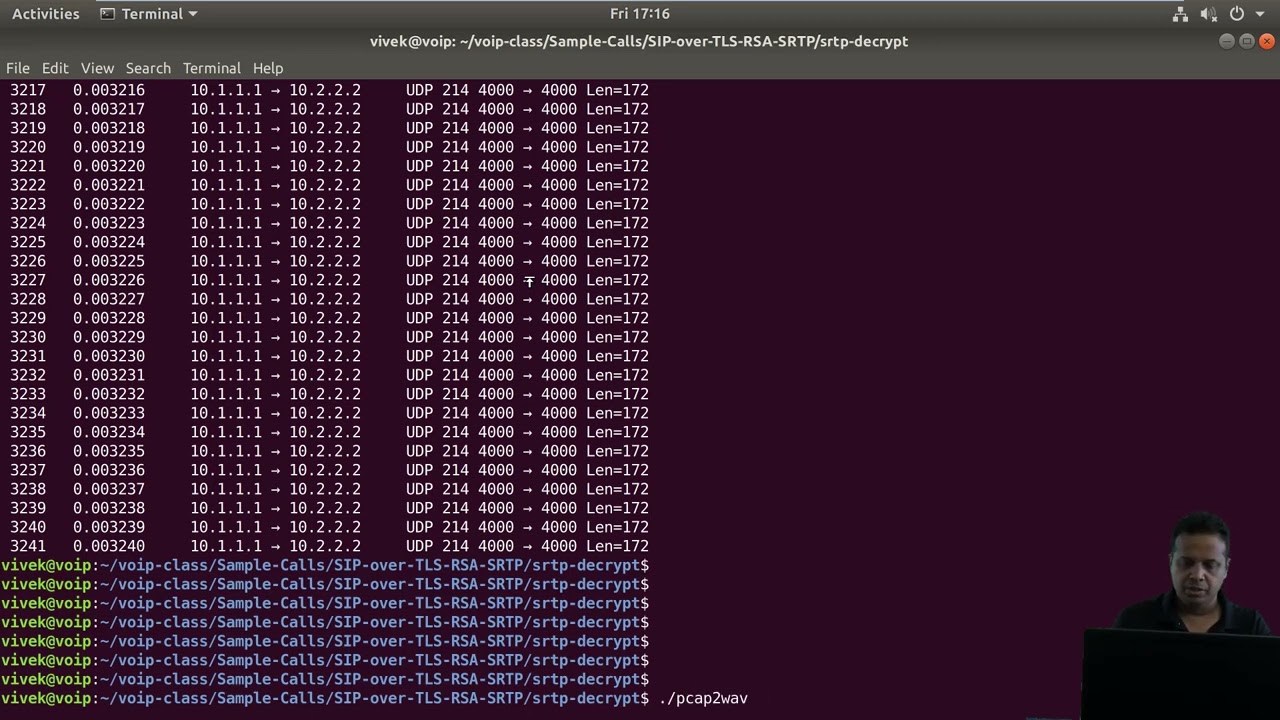 VoIP Traffic Analysis course sip over tls srtp decrypt conference call