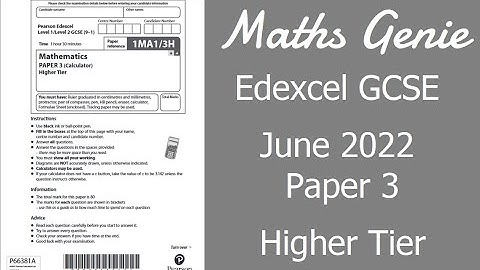 Edexcel GCSE Maths June 2022 3H Exam Paper Walkthrough