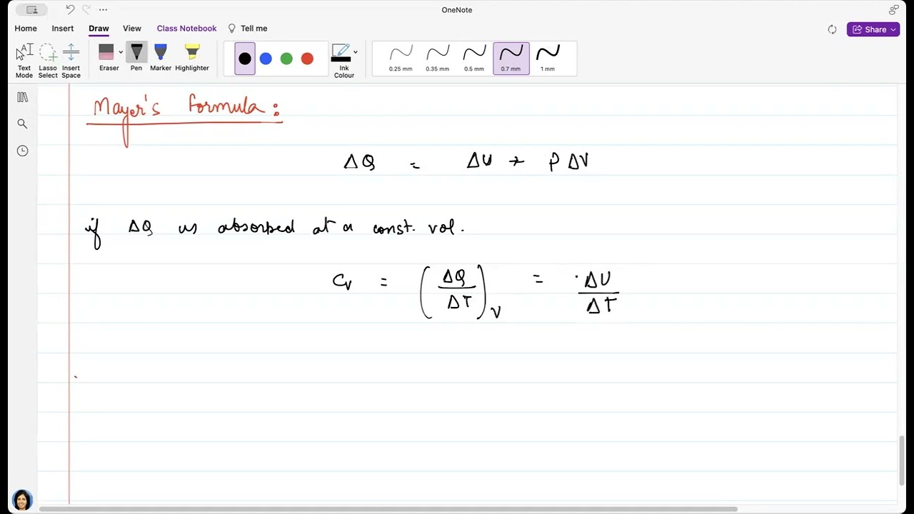 Mayers Formula Cp - Cv = R