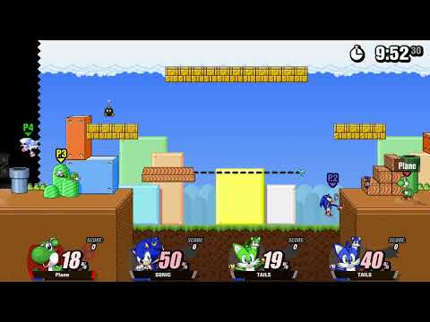 Super Smash Flash 2 Beta Free For All - Yoshi Vs Sonic Vs Tails Character Color #445