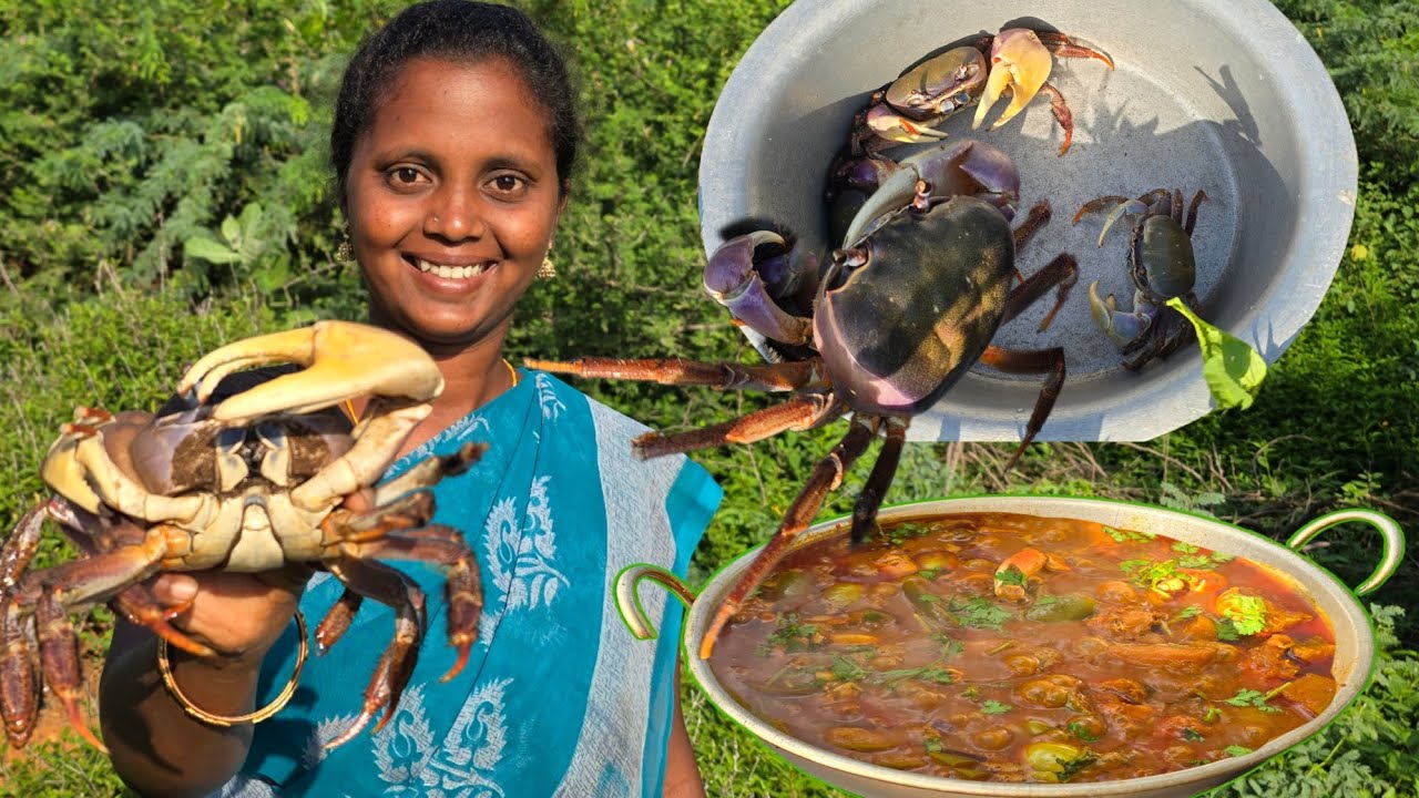 పీతల వంకాయ కూర | Crabs Brinjal Curry || Village style Cooking 