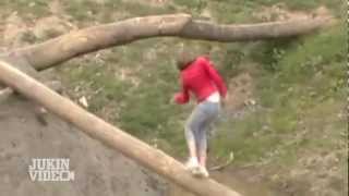 Chick Races Across Log and Eats Mud