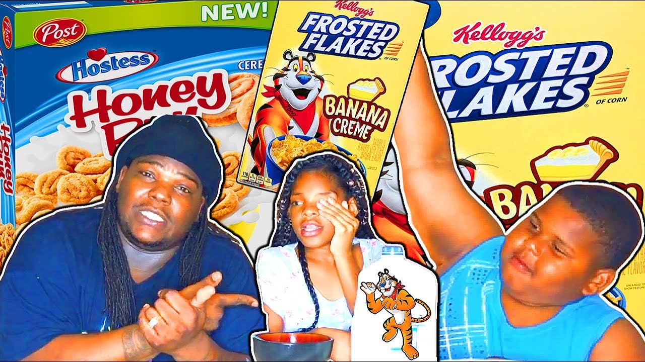 BANANA CREAM FROSTED FLAKES AND HOSTESS HONEY BUN CEREAL REVIEW!!!