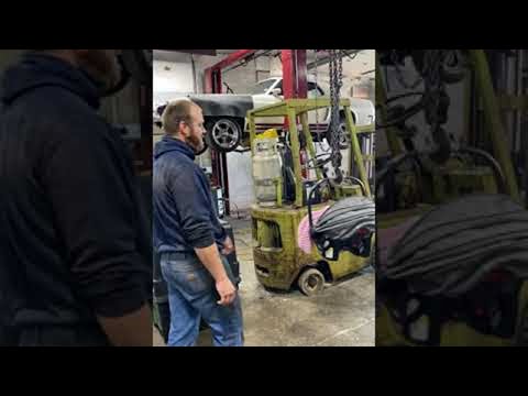 Mechanic Dad Uses Engine Hoist as Baby Swing || ViralHog