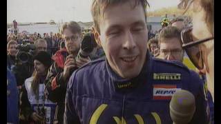 Colin McRae winning the WRC Championship title in 1995