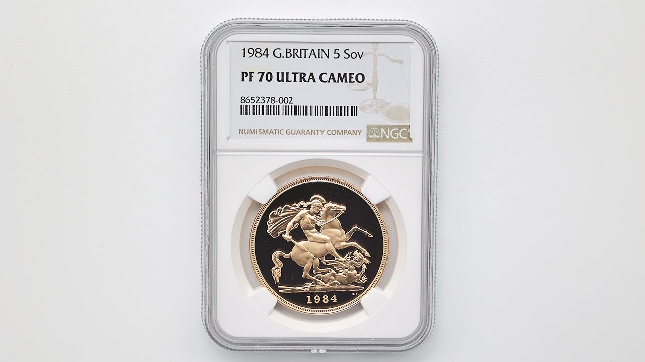 ★ムネゴロウ★★1984年イギリス1/2ソブリンプルーフ金貨★PF69UC 1984 英国 エリザベス2世 ソブリン 5ポンド（5ソブリン）金貨 プルーフ