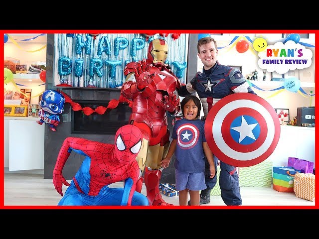 Ryan's SuperHero Birthday Training with Marvel Avengers!!!! class=