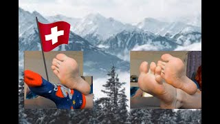 SWISS GIRL TAKES OFF SOCKS TO SHOW HER AMAZING SOLES !