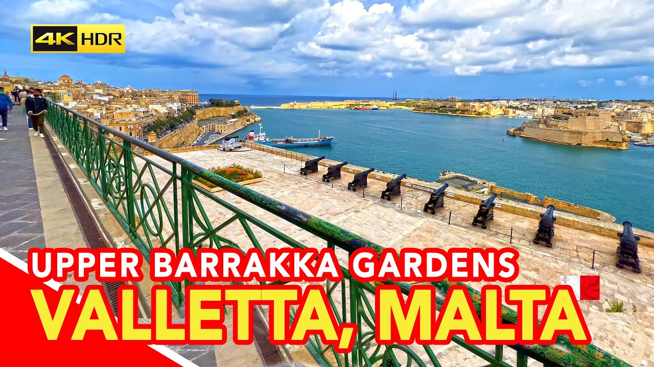 VALLETTA MALTA | Tour of Upper Barrakka Gardens in Valletta [4K]