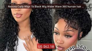 Nexora Curly Wigs 1b Black Wig Water Wave 360 human hair full lace ... — Top Rated 2026 | Buy Now!