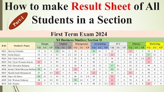 How to Make Result Sheet of All Students in a Section (Part-1) || MS Excel Specials