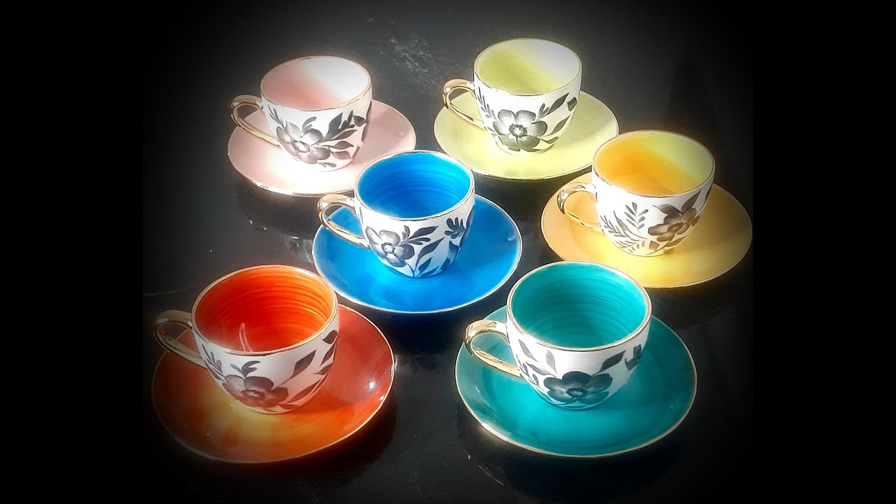 Pintura wm porcelana,  xícaras de café.