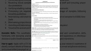 Advertisement for Junior Research Fellow (JRF) position in ICGEB, New Delhi