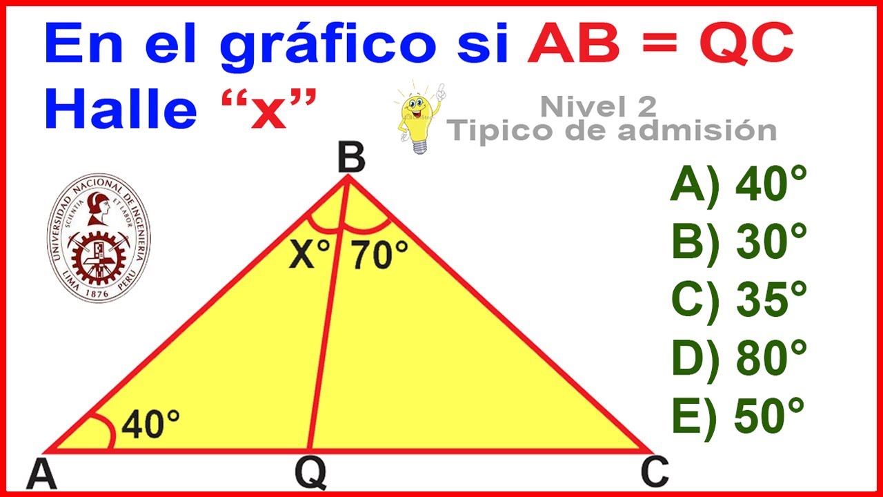 CONGRUENCIA DE TRIANGULOS NIVEL INTERMEDIO ADMISION UNI GEOMETRIA