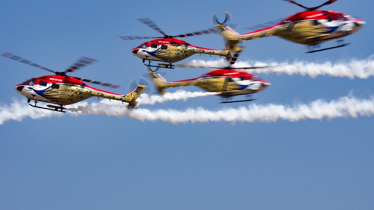 Aero India 2017 Sarang display team (Public Day 1 AM)