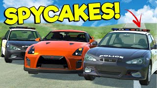 I Got Away from Spycakes in My UPGRADED Nissan GTR in BeamNG Drive Mods!