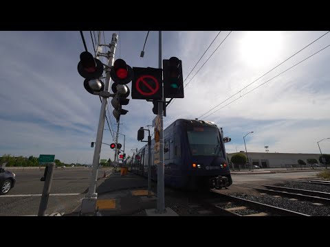 Marketplace Ln. Railroad Crossing - SacRT Light Rail Trains| Sand Barrel Hit | Rancho Cordova CA