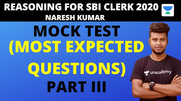SBI clerk mock test on reasoning-III (Most expected questions) by Naresh Kumar